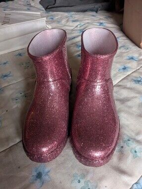 UGG Pink Glitter Rain Boots - Waterproof Ankle Boot